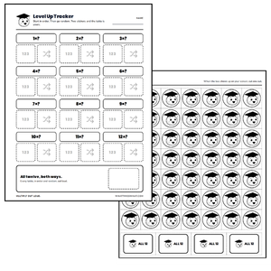 The ink-saving kit: the same tracker sheet and bee-face stickers, in black and white.